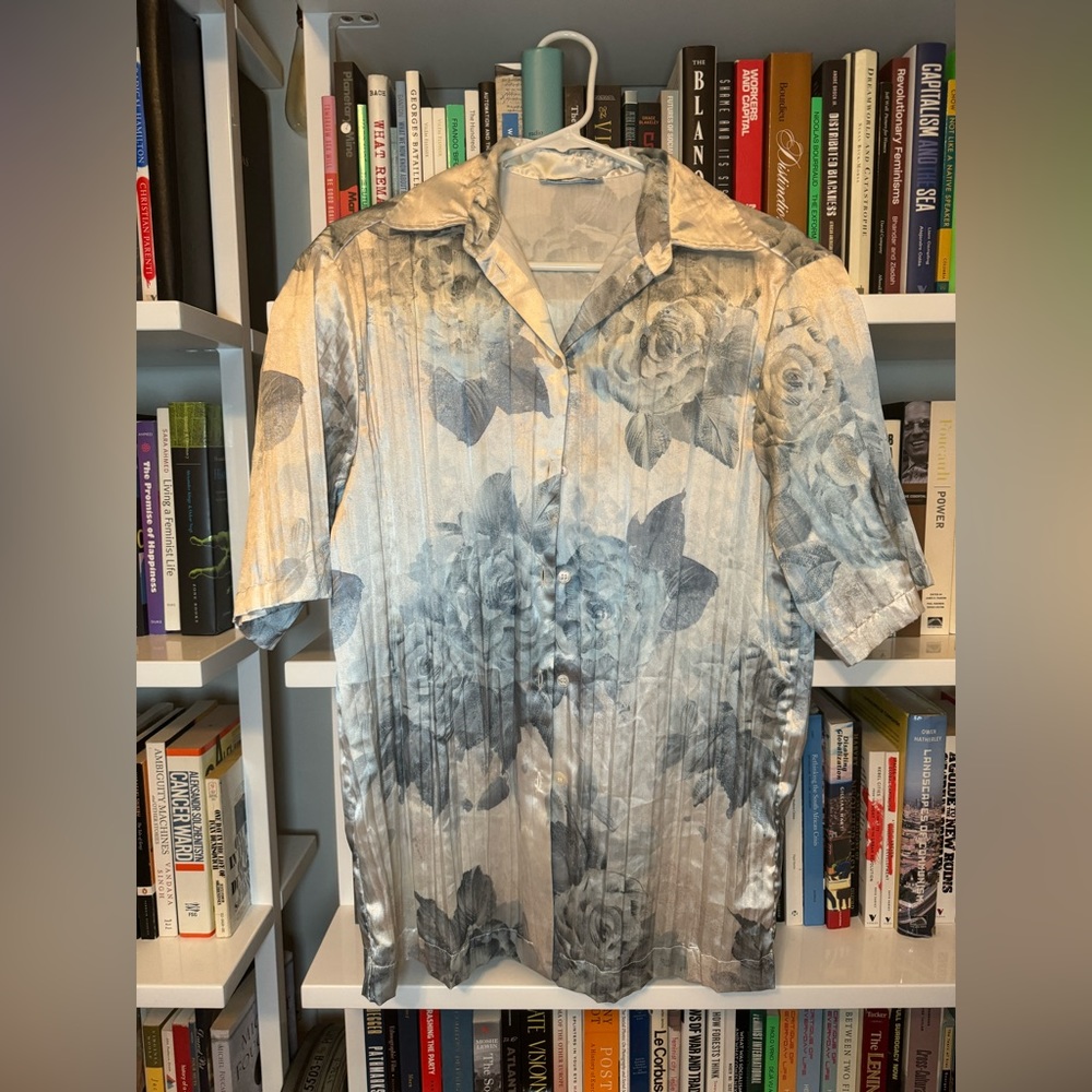 Acne Studios Satin Floral Print Button Up Shirt